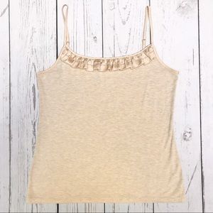 LIKE NEW LOFT Camisole with Satin Ruffled Neckline SZ L